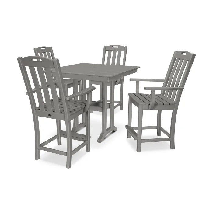 Trex Outdoor Furniture Yacht Club 5-Piece Farmhouse Trestle Arm Chair Counter Set