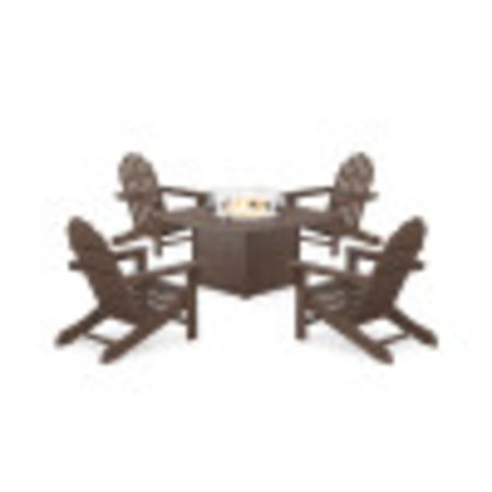 POLYWOOD Cape Cod Adirondack 5-Piece Set with Square Fire Pit Table in Vintage Lantern