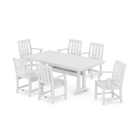 POLYWOOD Cape Cod Arm Chair 7-Piece Farmhouse Dining Set with Trestle Legs in Classic White