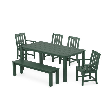 POLYWOOD Cape Cod 6-Piece Parsons Dining Set with Bench in Rainforest Canopy