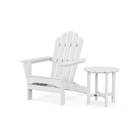 POLYWOOD Monterey Bay Adirondack Chair with Side Table in Classic White