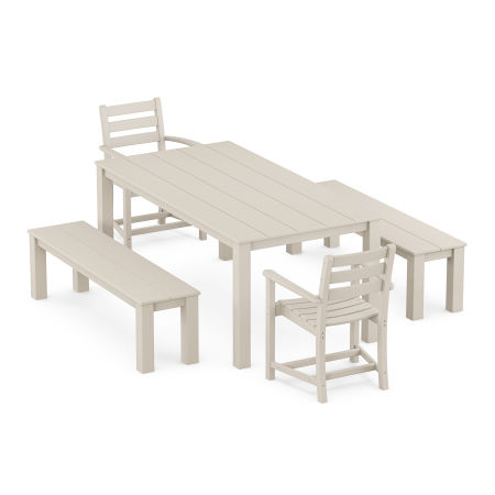 Trex Outdoor Furniture Monterey Bay 5-Piece Parsons Dining Set with Benches