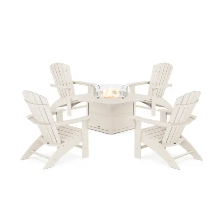 Trex Outdoor Furniture Yacht Club Adirondack 5-Piece Set with Fire Pit Table