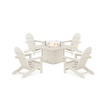 Trex Outdoor Furniture Cape Cod Adirondack 5-Piece Set with Square Fire Pit Table