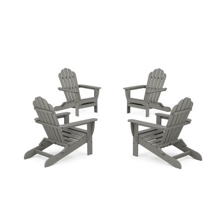 POLYWOOD 4-Piece Monterey Bay Folding Adirondack Chair Conversation Set in Stepping Stone
