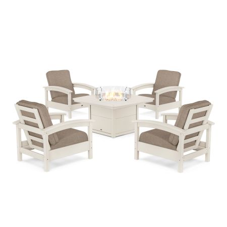 Rockport 5-Piece Deep Seating Set with Yacht Club Fire Pit Table