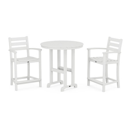 POLYWOOD Monterey Bay 3-Piece Arm Chair Counter Set in Classic White
