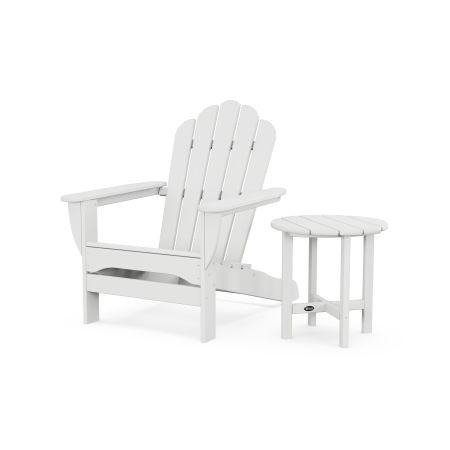 POLYWOOD Monterey Bay Oversized Adirondack Chair with Side Table in Classic White