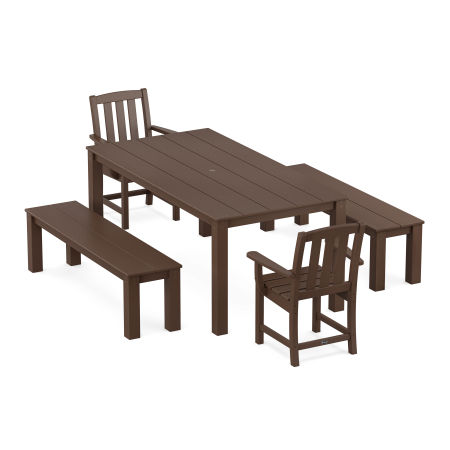 POLYWOOD Cape Cod 5-Piece Parsons Dining Set with Benches in Vintage Lantern