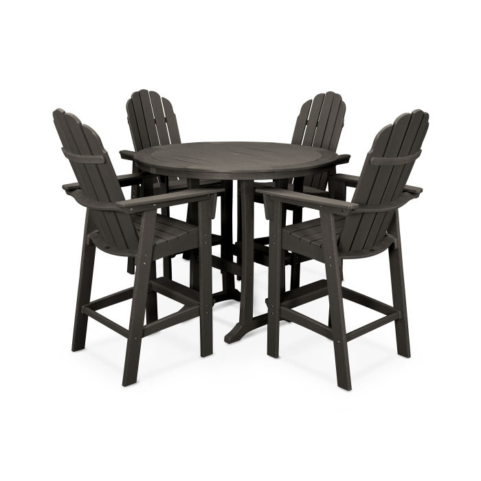 Vineyard Curveback Adirondack 5-Piece Nautical Trestle Bar Set in Vintage Finish
