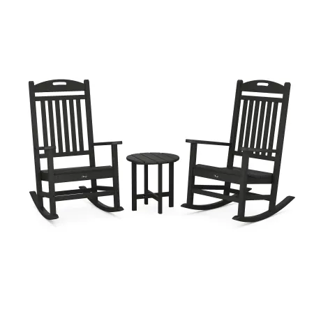 Trex Outdoor Furniture Yacht Club Rocker 3-Piece Set in Charcoal Black