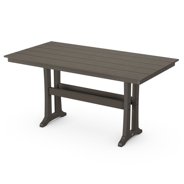 Farmhouse Trestle 37" x 72" Counter Table in Vintage Finish
