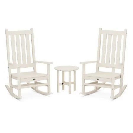 Trex Outdoor Furniture Cape Cod 3-Piece Porch Rocking Chair Set with Cape Cod Round 18" Side Table