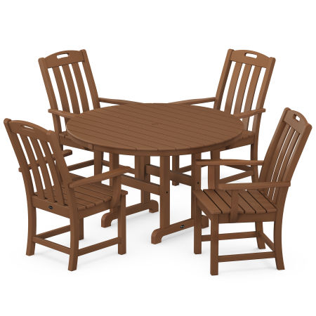Yacht Club 5-Piece Round Arm Chair Dining Set in Tree House