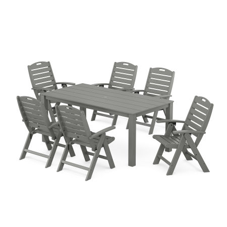 POLYWOOD Yacht Club Highback Chair 7-Piece Parsons Dining Set in Stepping Stone