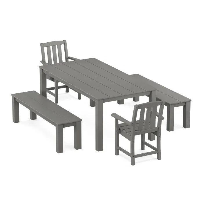 POLYWOOD Cape Cod 5-Piece Parsons Dining Set with Benches