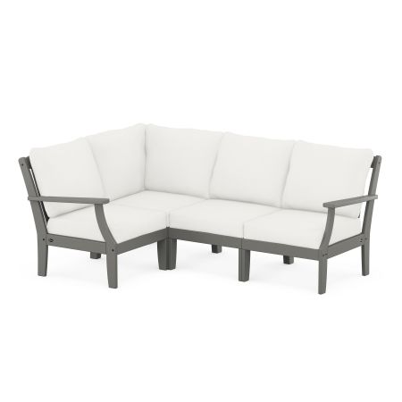 POLYWOOD Yacht Club Modular 4-Piece Deep Seating Set in Stepping Stone / Natural Linen