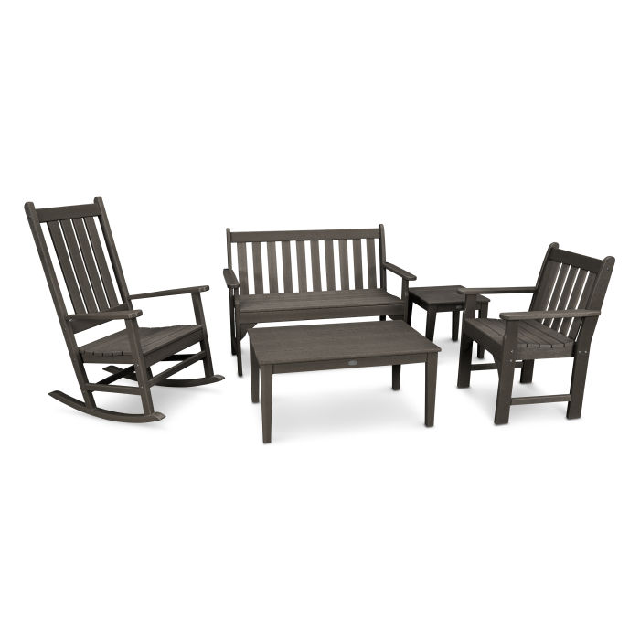 Vineyard 5-Piece Bench & Rocking Chair Set in Vintage Finish