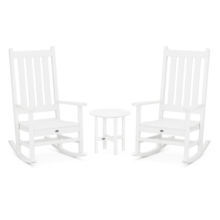 POLYWOOD Cape Cod 3-Piece Porch Rocking Chair Set with Cape Cod Round 18