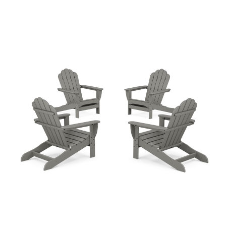 POLYWOOD 4-Piece Monterey Bay Oversized Adirondack Chair Conversation Set in Stepping Stone
