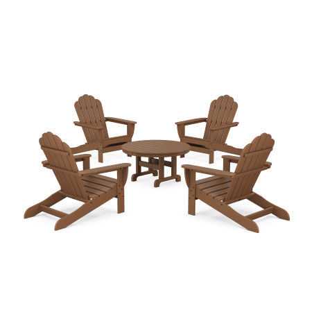 POLYWOOD 5-Piece Monterey Bay Oversized Adirondack Chair Conversation Group in Tree House