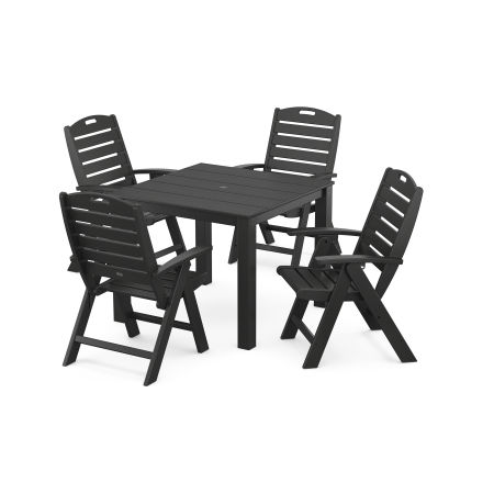 POLYWOOD Yacht Club Highback Chair 5-Piece Parsons Dining Set in Charcoal Black