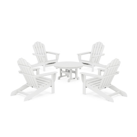 POLYWOOD 5-Piece Monterey Bay Oversized Adirondack Chair Conversation Group in Classic White