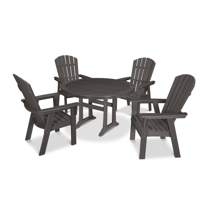 Nautical Adirondack 5-Piece Round Trestle Dining Set in Vintage Finish