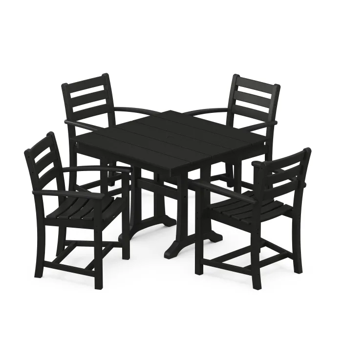 POLYWOOD Monterey Bay 5-Piece Farmhouse Trestle Arm Chair Dining Set