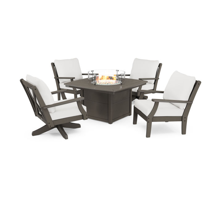 Braxton 5-Piece Deep Seating Set with Fire Table in Vintage Finish