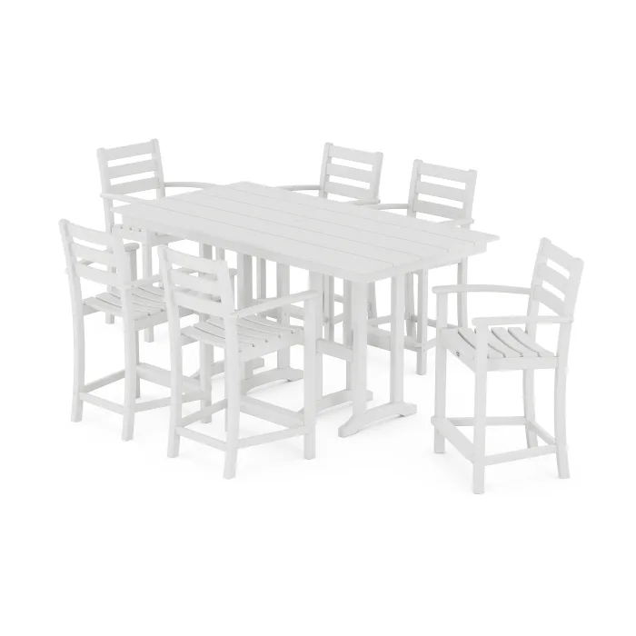 POLYWOOD Monterey Bay 7-Piece Farmhouse Arm Chair Counter Set