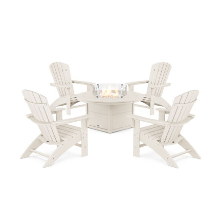 Yacht Club Adirondack 5-Piece Set with Round Fire Pit Table