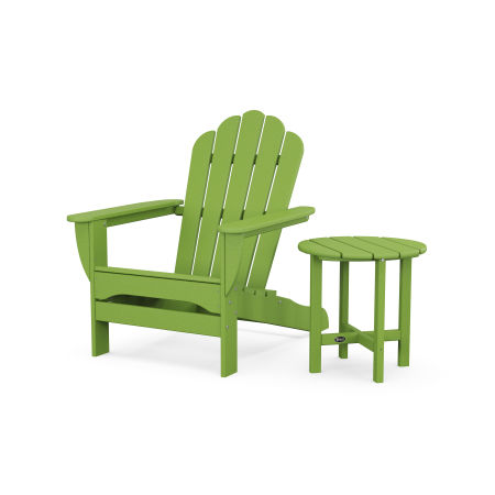 POLYWOOD Monterey Bay Oversized Adirondack Chair with Side Table in Lime