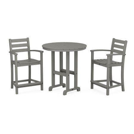 POLYWOOD Monterey Bay 3-Piece Arm Chair Counter Set in Stepping Stone