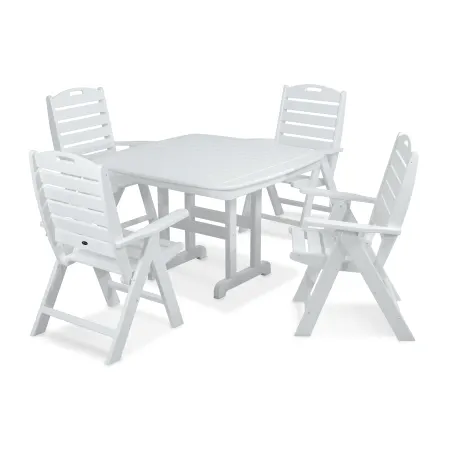 Trex Outdoor Furniture Yacht Club Highback 5-Piece Dining Set in Classic White