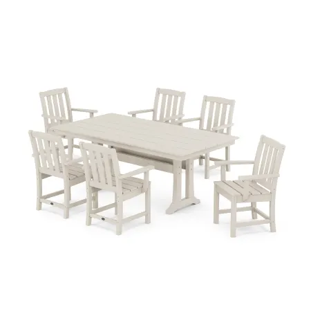 Trex Outdoor Furniture Cape Cod Arm Chair 7-Piece Farmhouse Dining Set with Trestle Legs